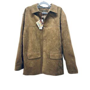 Emporio FashionFaux Suede Jacket Men's Camel Brown Faux Suede leather Size XL Ne